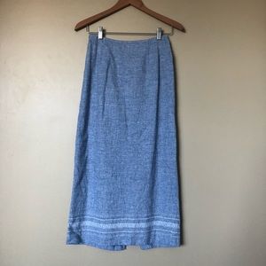 {NM} Chambray Blue Linen Cotton Maxi Skirt